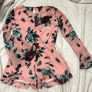 pink floral forever 21 romper